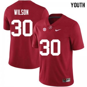 NCAA Youth Alabama Crimson Tide #30 Mack Wilson Stitched College Nike Authentic Crimson Football Jersey YA17Q47MO